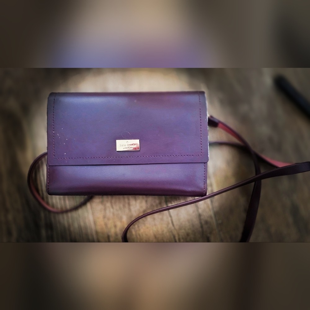 kate spade Plum Leather Crossbody Bag with Gold-Tone Plaque
